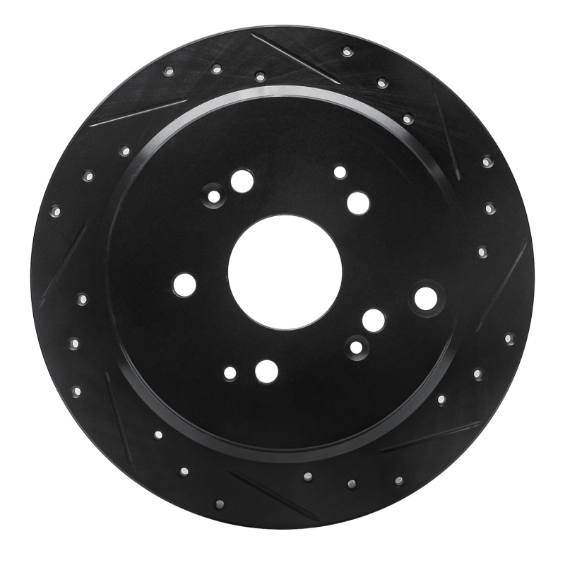 Honda Odyssey Brake Rotor (1) - Rear Right - R1 Concepts - Drilled & Slotted - Black - `02-`04
